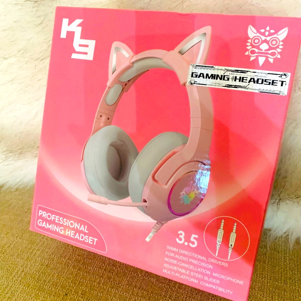 K9/Cat Ears pink professional Gaming headphones